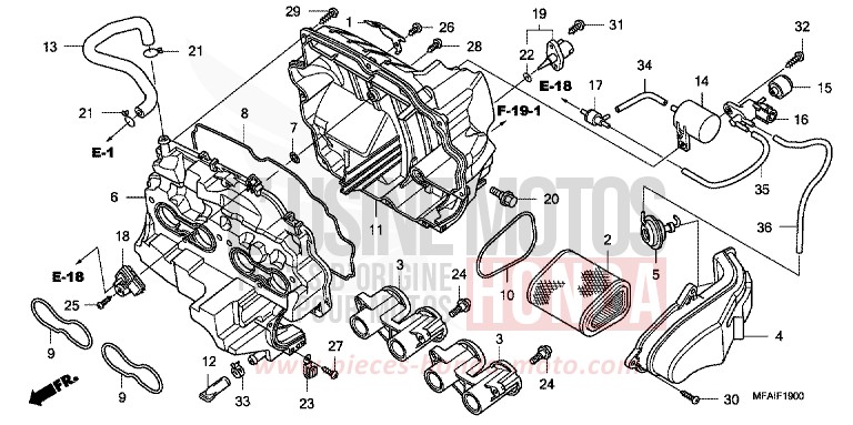 AIR CLEANER for CBF1000 ABS QUASAR SILVER METALLIC (NHA48) from 2009